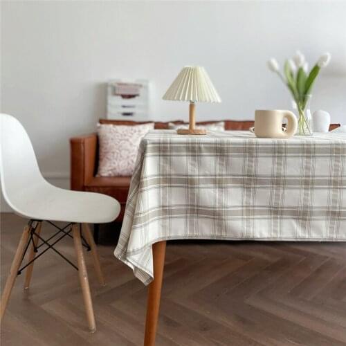 Beige Plaid Table Cloth Cotton Tablecloth for Table nappe de table Table Cover Picnic Cloth Obrus Tafelkleed mantel de mesa