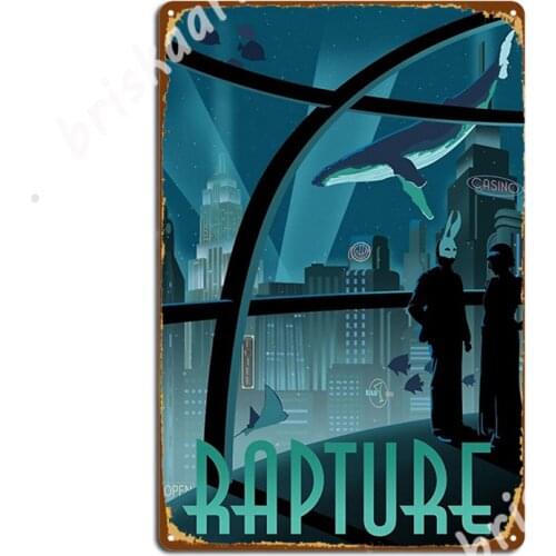 Bioshock Rapture Poster Metal Signs Plaques Wall Mural Club Bar Vintage Tin sign Posters