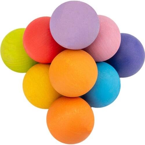 Wooden Rainbow Balls Toys Montessori Materials Natural Round Hardwood Balls Learning Color Sensory Educational Toys for Children