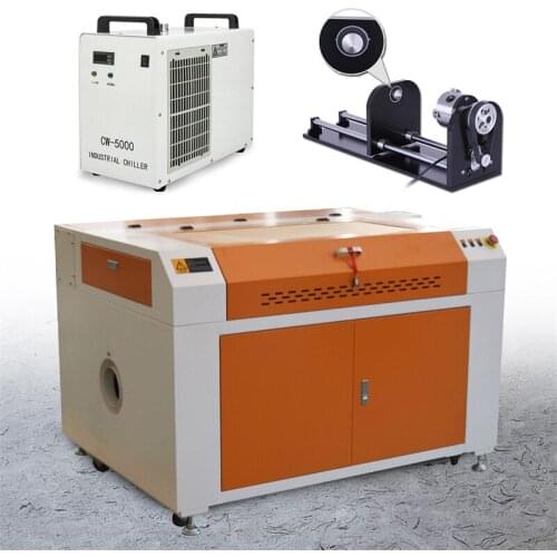 CO2 USB Laser 100W Engraving Cutting Machine 900x600mm Engraver Cutter Wood working + Water Chiller CW5000AG + Rotary Axis