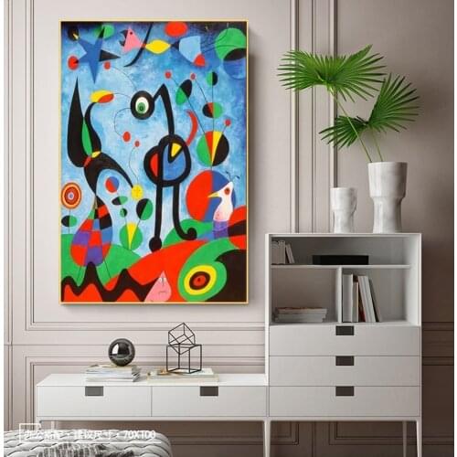 Juan Miro Surrealist Abstract Works In Oil and Canvas, Living Room and Home Deco Paintings(No Frame)