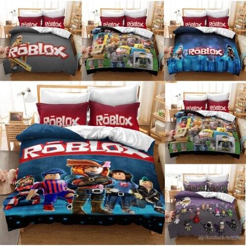 3D Cartoon Printed Bedding Robloxs Quilt Cover Set Beddings My World Anime Game Duvet Cover Bedroom Bedclothes Pillowcase Gift