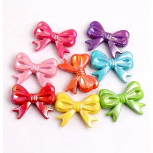 Kwoi Vita Newest 60pcs 47*37mm Solid Acrylic Bow ab Beads for Chunky beads Necklace Jewelry