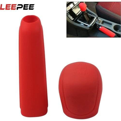LEEPEE Gear head Shift knob Cover Car hand brake covers Handbrake Grips Gear Shift Collars Durable Silicone Car-styling