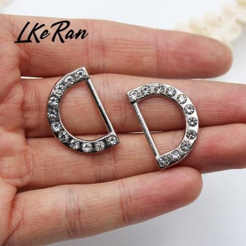 LKERAN 10pcs Pole 16mm D-shaped Crystal Buckles Invitation Ribbon Slider For Wedding Decoration Supply Gift Wrap Hairbow Center