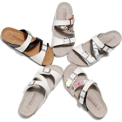 Summer Mens Cow Suede Leather Mule Clogs Slippers High Quality Soft Cork Two Buckle Slides Footwear For Men Women Unisex 35-46