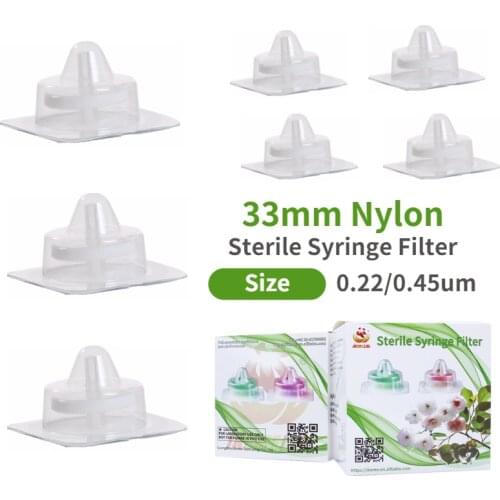 Nylon 33mm Sterilize Syringe Filter 0.22um 0.45um Chemical Buffers Organic film Syringe Filter