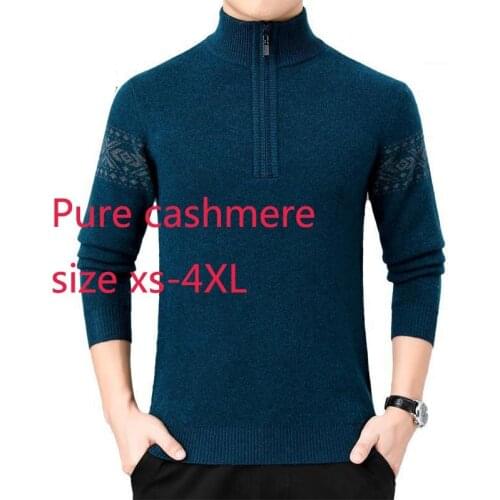 New Arrival High Quality Autumn Winter Thickened Cashmere Men Half High Zipper Collar Pullover Knitted Sweater Plus Size XS-4XL