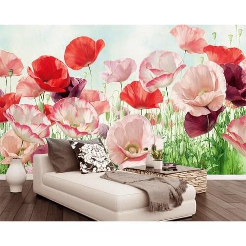 Beibehang Custom Wallpaper Home Furnishings Mural Hand Painted Flowers Floral TV Sofa Background 3d wallpaper papel de parede