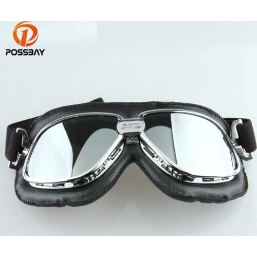 POSSBAY Pilot Cruiser Motorcycle Goggles Helmet Glasses Motocross Goggles Skate Ski Glasses Off Road Cycling Glasses