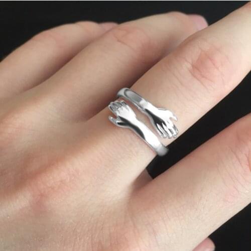 Creative Love Hug Couple Open Ring Fashion Ladies Men Cute Open Ring Jewelry Anniversary Special Gifts for Lovers