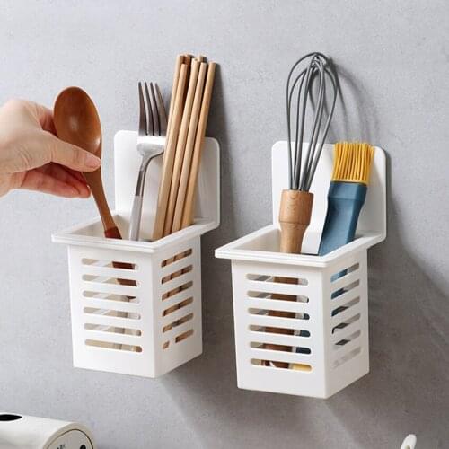 Plastic Chopsticks Holder Basket Wall Hanging Cutlery Storage Box kitchen Tableware Holder Spoon/Fork/Knife Drain Basket