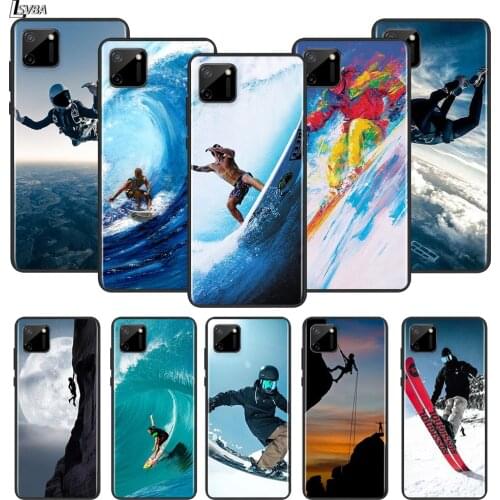 Adventure challenge ski climbing For OPPO Realme Narzo 20 C2/3/11/12/15/17 X2 X3 X7 XT X50 Q2i V3 V5 V15 Pro Black Phone Case