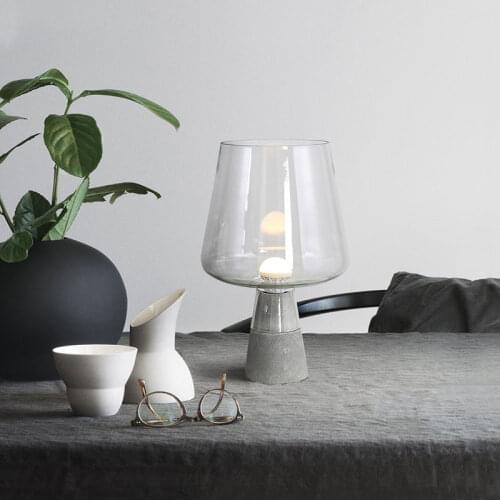 Nordic style bedside lamp Model room creative minimalist study cement bedroom glass living room decorative table lamp