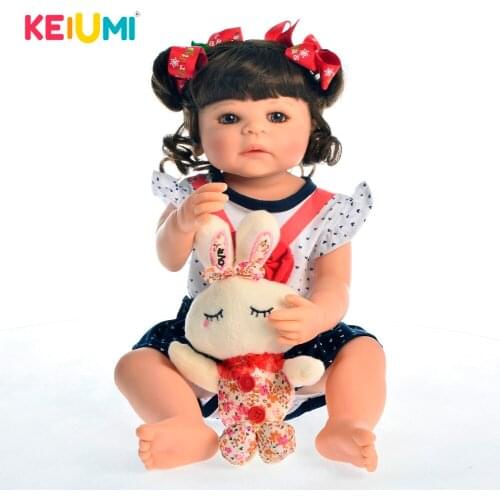 KEIUMI 22 InchLifelike Reborn Baby Girl Full Body Silicone Vinyl Reborn Dolls Babies For Kids Childrens Day Gifts Baby DIY Toys