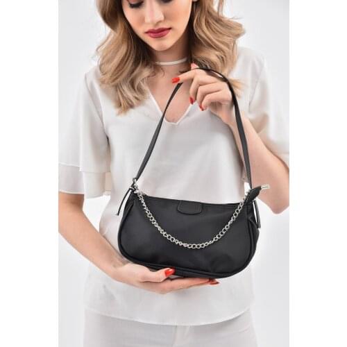 Black Satin Thin Chain Baguette Baguette Bag Women Shoulder Bags Fashion Retro Handbags Tote Underarm
