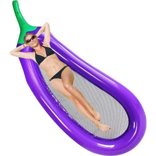 Beach Thickening Inflatable Big Swimming Mattress Swimming Eggplant Pool Protection Water Inflatable Raft Water Hammock Bed Sea