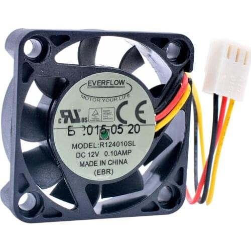 R124010SL EVERFLOW 4cm 4010 40x40x10mm 40mm fan 12V 0.10A 3 line speed detection mute CPU cooling fan
