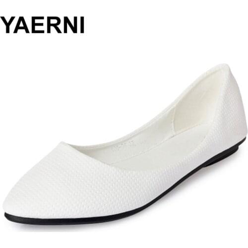 YAERNI New Arrival Pointed Toe Shallow Mouth Flat Women Shoes Loafers Non-slip Casual Shoes Super Light Soft SingleLadies Shoes