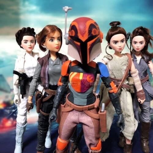 Star Wars Rey Jyn Erso Leia Organa Solo Bounty Hunter Mandalorian Model Anime Figures Favorites Collect Ornaments