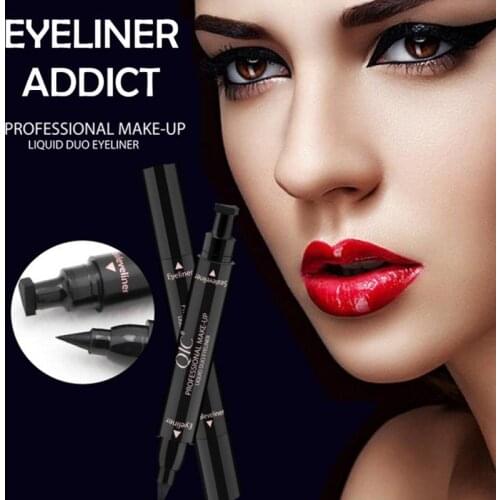 1pc Double-Headed Black Stamps Eye Liner Liquid Pencil Quick Dry Long-lasting Waterproof Seal Eyliner Cosmetic Makeup Pencil