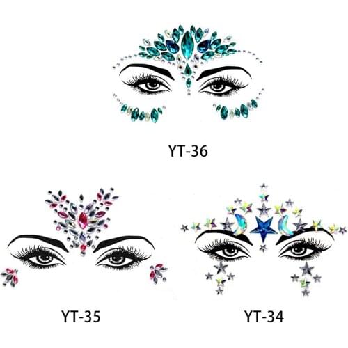 1PC Christmas DIY Eyebrow Face Body Art Adhesive Crystal Glitter Jewels Festival Party Eye Tattoo Stickers Makeup Xmas Decor