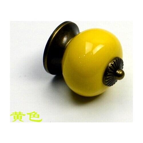10pcs/lot Yellow Pumpkin Door Pull Handles Cabinet Cupboard Drawer Ceramic Knobs