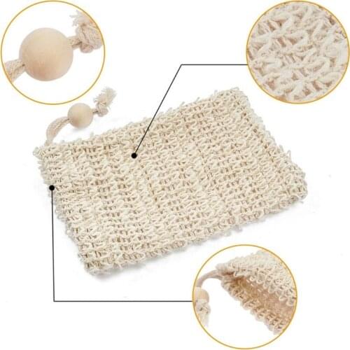 Q1QD 10Pcs Soap Exfoliating Bag Pouch Soap Saver Natural Ramie Mesh Soap Saver Bags with Drawstring