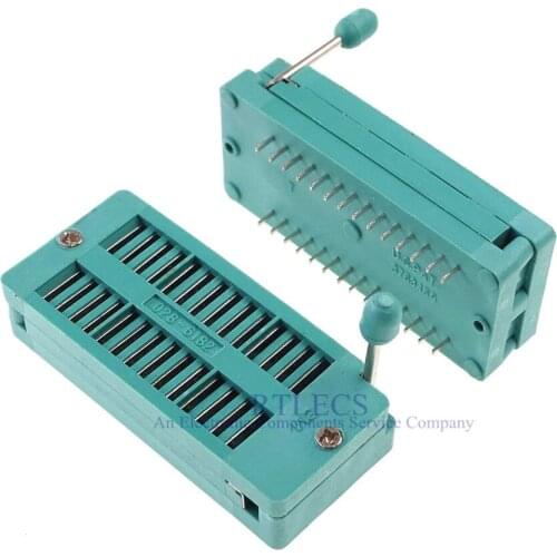 10pcs Test IC DIP ZIF ZIP Socket 28 Pin Pitch 2.54 mm Universial Dual Row Spacing 15.24 mm 0.6" Gold plate 2x14 28 Position Grid