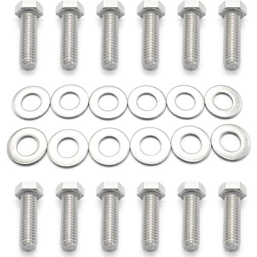 12Pcs Engine Bolts w/ Washers Small Block Chevy 265 283 302 305 307 327 350 400 Ultra Thin Super Low Flat Wafer Head Bolt