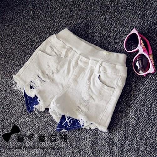 2020 Girls Summer Clothing White Denim Shorts Holes Children Fashion kids Shorts