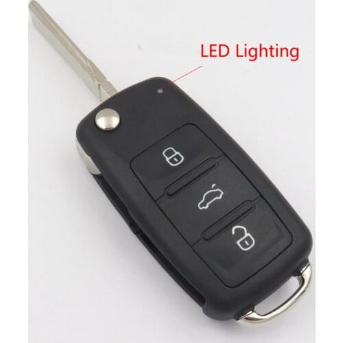 5K0837202AD 3Button Flip Fob Remote Folding Key Shell for VW Tiguan Golf Sagitar Polo MK6 Touareg Uncut Blade NO LOGO