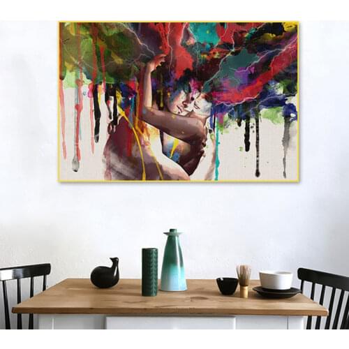 Abstract Men And Women Hugging Posters And Prints Lover Paint Canvas Painting Print Living Room Wall Art Picture Home Decoration