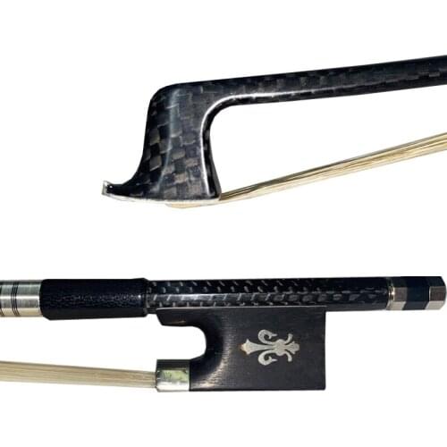 Free shipping 5pcs of 4/4 Weave carbon fiber Violin Bow Ebony nicker sivler FLEUR DE LIS ebony with white bow hair