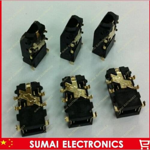 Free shipping PJK-35100/PJK-3599 50pcs New 3.5mm Audio Jack,Laptop Headphone connector jack 6 SMT FOOT bevel connection port