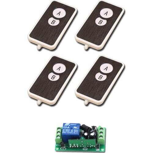 DC 9V 12V 24V 1 CH 1CH RF Wireless Remote Control Switch System 315/433.92 MHZ 4 X AB Key 2CH Transmitter+1 X Receiver