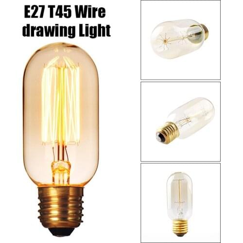 E27 40W Retro Edison Filament Bulb T45 Wire drawing Light Decorative Lamp 220V 240V 6pcs/lot