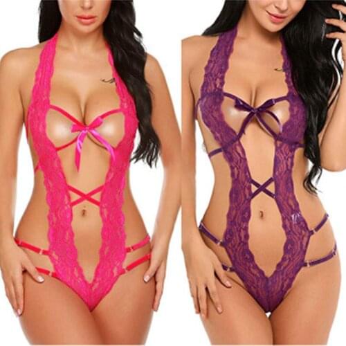 2020 Hot Erotic Lingerie For Women Lace Sleeveless V-Neck Pajamas Hollow One-Piece Sexy And Comfortable Nightclothes