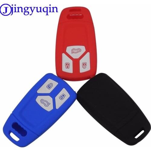 Jingyuqin 10p Remote 3 Buttons Silicone Car Key Fob Cover Case Holder For Audi 2016 2017 A4 allroad B9 Q5 Q7 TT TTS keyless