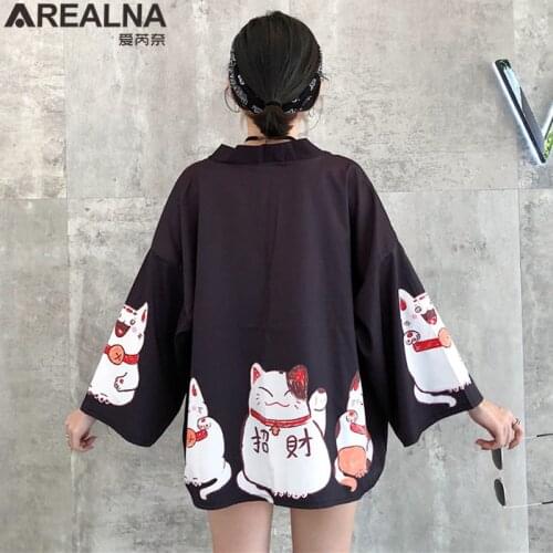 Kimono Mujer 2020 Japan Style Yukata Haori Anime Kimono Hombre Homme Women Japanese Korean Cardigan Thin Lucky Cat Beach Clothes