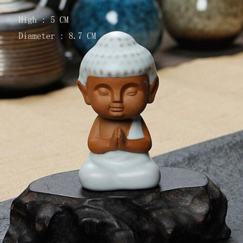 Chinese Kung Fu Puer Ru kiln Tea pet Little monk Statue Tea Figurine Teaware Ornament Crafts Desk Table Decoration Accessories