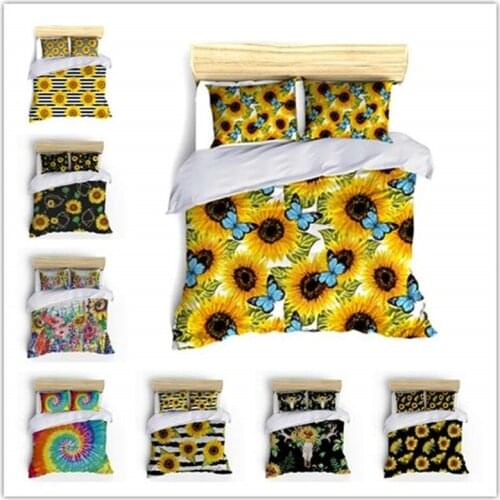 Sunflower 3D printed duvet cover with pillowcase Luxury bedding set comforter cover bedclothes king queen sizee bed line