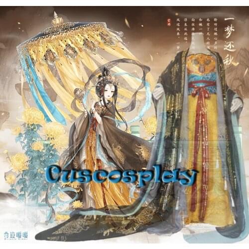 Game Miracle Nikki Cosplay Costume Yi Meng Huan Qiu Golden Chrysanthemum Empress Princess Costume Custom Made Dress
