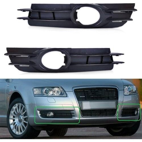 2pcs Left Right Front Bumper Fog Light Grille Grill Cover for Audi A6 A6 Quattro C6 2005 2006 2007 2008 4F0807681A 4F0807682A