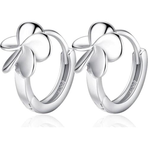 Fashion 925 Sterling Silver Piercing Flower Hoop Earring For Women Party Wedding Elegant Jewelry eh1327