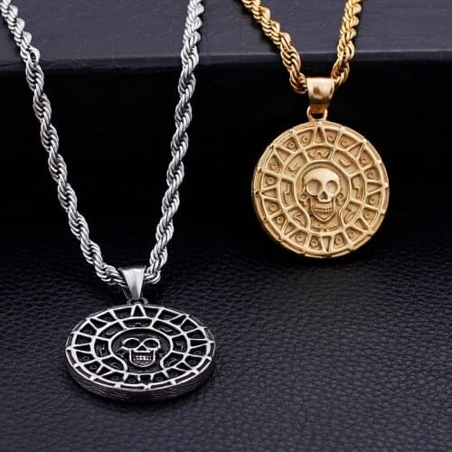 Stainless Steel Mens Taro European and American Punk Jewelry Caribbean Pirate Pendant Ghost Head Accessories