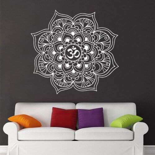 Mandala Wall Stickers Decor Indian Yoga Oum Om Sign Decal Vinyl Bedroom Art Indian Wall Sticker Removable Decal Mandala M602