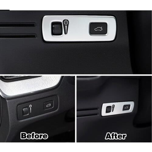 For Volvo XC40 2019 2020 2021 Head Light Headlights Lamp Switch Button Decoration Cover Trim Carbon Fiber Silver Color