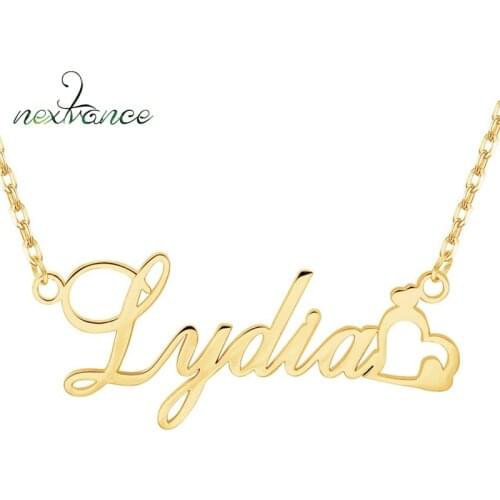 Nextvance Stainless Steel 9 Styles Personalized Name Necklace Star Heart First Name Custom Pendant Necklaces for Girlfriend Gift