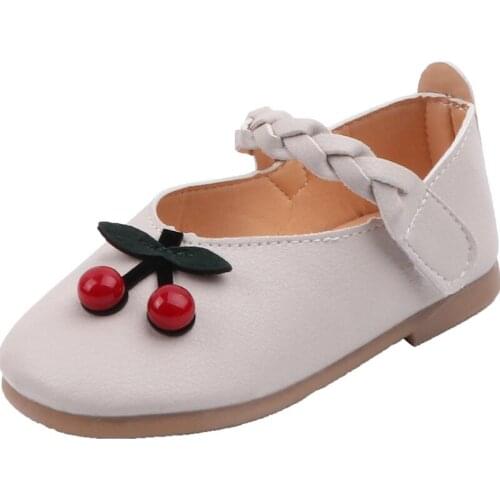 2021 Summer New Girls Single Shoes Square Mouth Shoes Cherry Children Leather Shoes Princess Flats Fashion Cute Sweet Shoes Chic